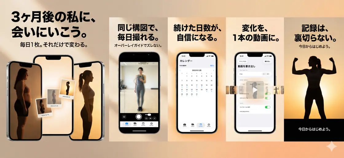 毎日カメラ：同じ構図で成長記録 のスクリーンショット 1／1