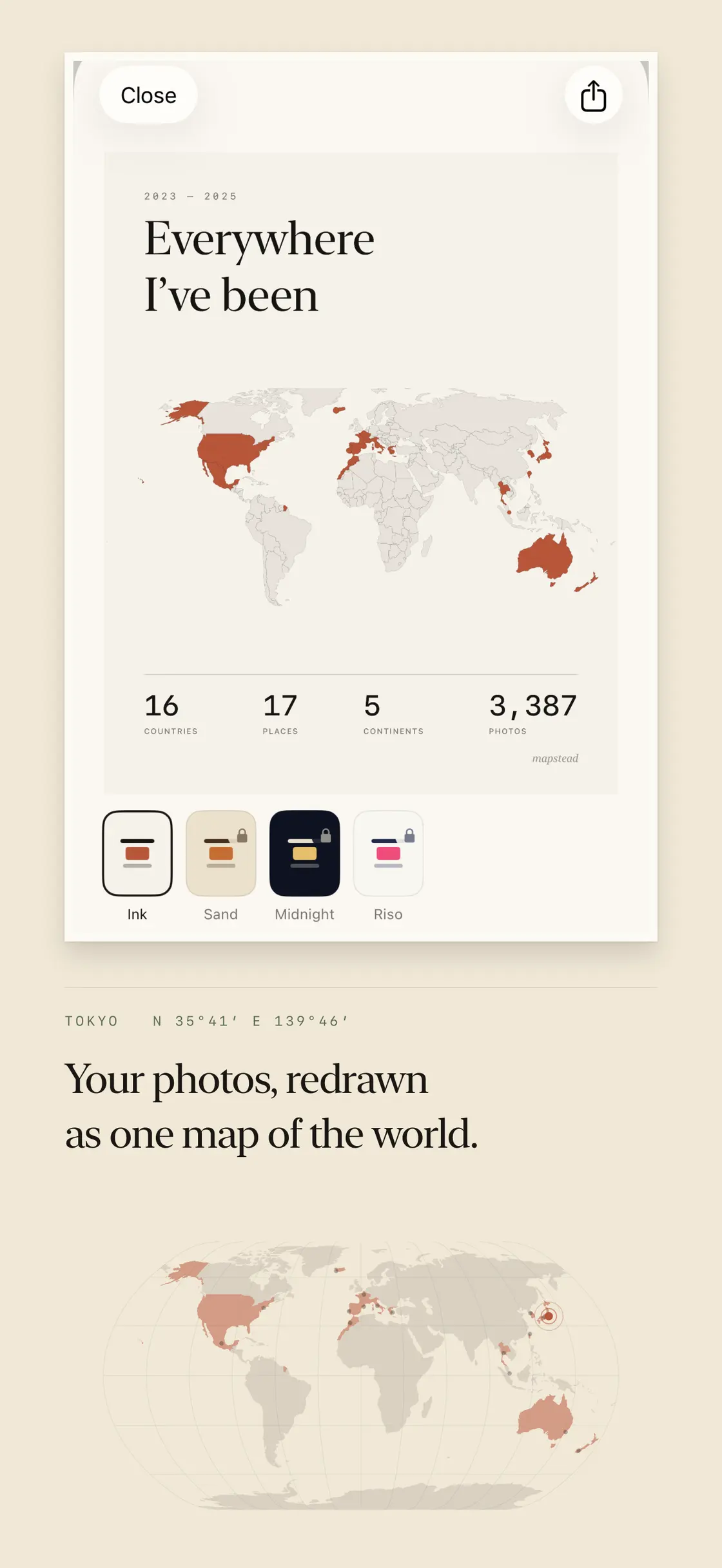 Mapstead: Photo Travel Map screenshot 1 of 5
