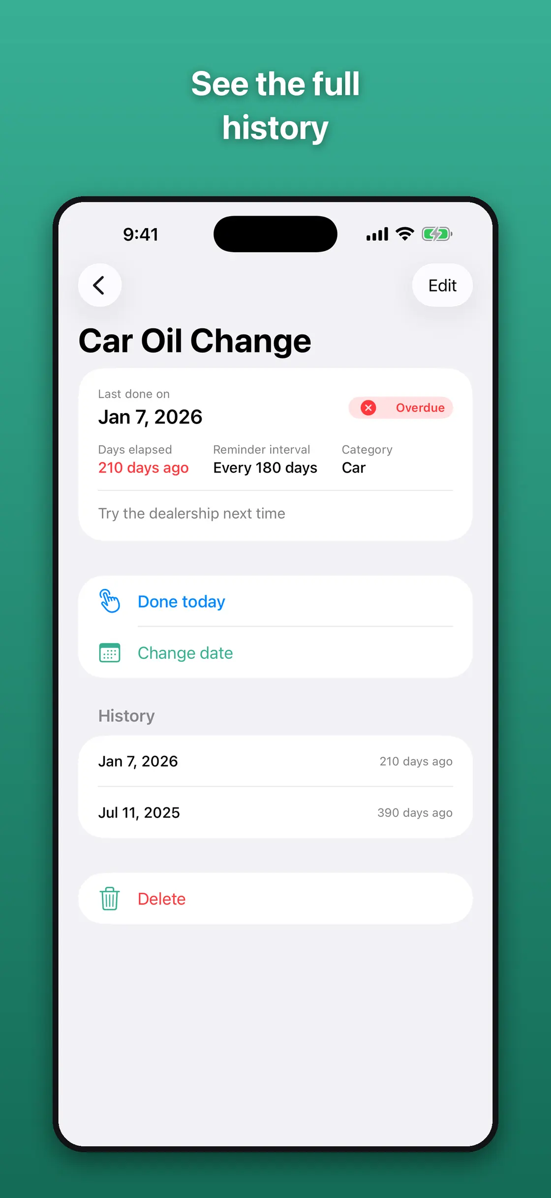 WhenLast – Chore & Care Log screenshot 3 of 4